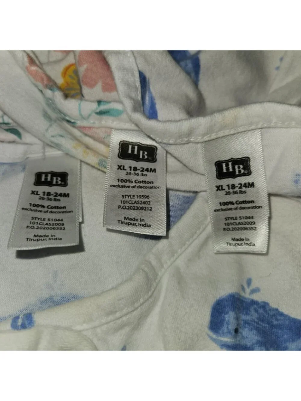 3 Baby Sleep Sack Lot Cotton XL 18-24 Months HB Hudson Baby Blue Whales Flowers